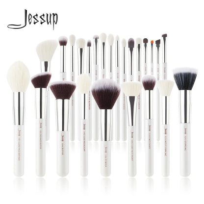 Jessup Makeup borstar set Pearl White/Silver Beauty Foundation Powder Eyeshadow Make up Brushes Hög kvalitet 6st-25st