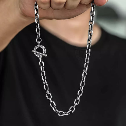 Fashion 6mm Men's Necklace Rolo Cable Link Chain Gunmetal Stainless Steel For Men Women Jewelry Gift Toggle Clasp