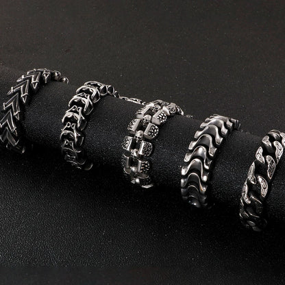 Punk Rocker Skull Bracelet For Men Cool Stainless Steel Chain Men's Bracelets Accessories Gothic Biker Jewelry Male