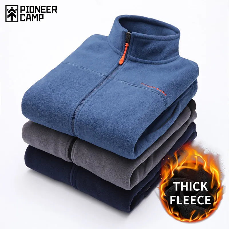 Pioneer Camp warm fleece hoodies men brand-clothing autumn winter zipper sweatshirts male quality men clothing