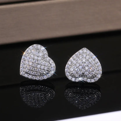 Huitan Classic Design Dazzling Heart Stud Earrings for Women High Quality Romantic Female Accessories Timeless Styling Jewelry