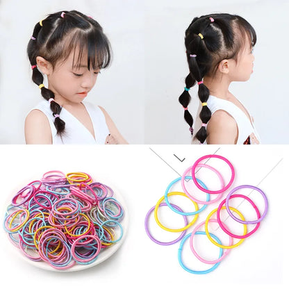 100st/lot 3CM Håraccessoarer Flickor Gummiband Scrunchy Elastiska Hårband barn baby Pannband dekorationer slipsar Gummi för hår