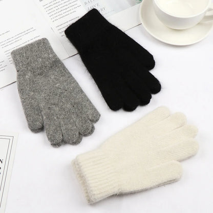 Elastic Full Finger Gloves Warm Thick Cycling Driving Fashion Women Men Winter Warm Knitted Woolen Outdoor Gloves