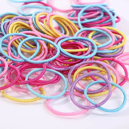 100st/lot 3CM Håraccessoarer Flickor Gummiband Scrunchy Elastiska Hårband barn baby Pannband dekorationer slipsar Gummi för hår