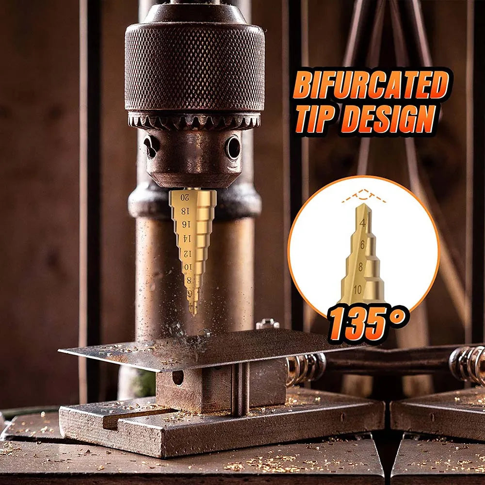 4-12 4-20 4-32 HSS Titanium Coated Step Drill Bit Drilling Power Tools Metal High Speed Steel Wood Hole Cutter Cone Drill