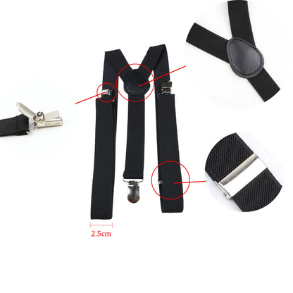 Solid Color Elastic Leather Suspenders Braces Men Women Black Blue Red Adjustable Straps For Wedding Suit Skirt Accessories Gift