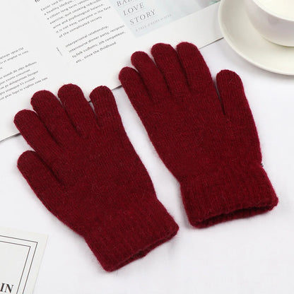 Elastic Full Finger Gloves Warm Thick Cycling Driving Fashion Women Men Winter Warm Knitted Woolen Outdoor Gloves