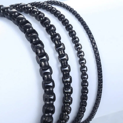 Men's Women's Black Stainless Steel Bracelet Box Chain Bracelets