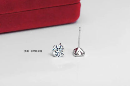 Crystal  Fashion Genuine 925 Sterling Silver Stud Earrings For Women Wedding Fine Jewelry Gift