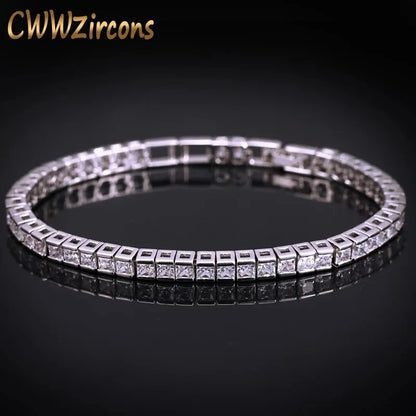 3mm Cubic Zirconia Tennis Bracelets for Woman White Gold Color