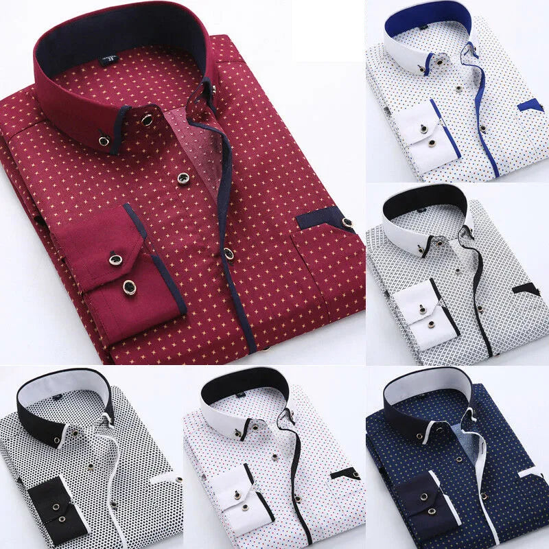 Men Casual Long Sleeved Printed Shirts Slim Fit Male Social Business Dress Shirt Brand Men Clothing Camisas Para Hombre