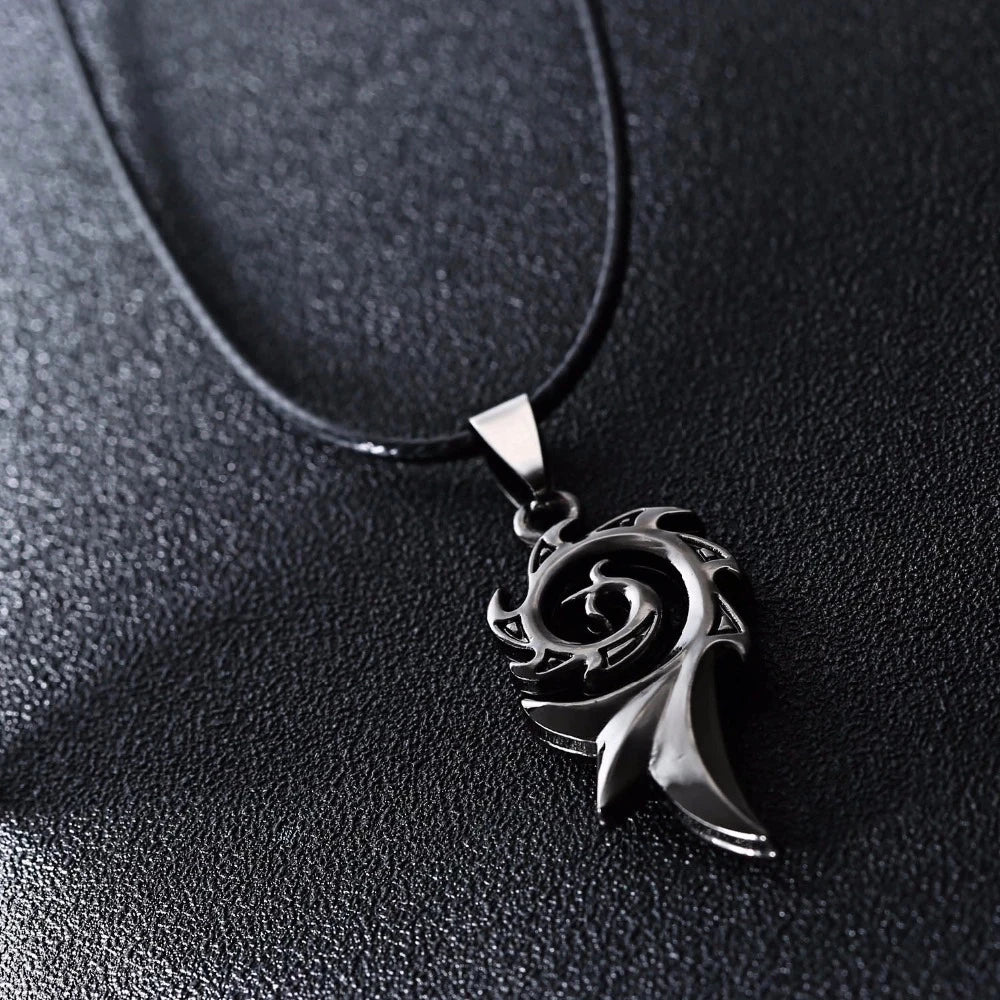 Rinhoo Men's Punk Dragon Flame Titanium Stainless Steel Cool Leather Chain Pendant Necklace Men's Charm Necklace Jewelry