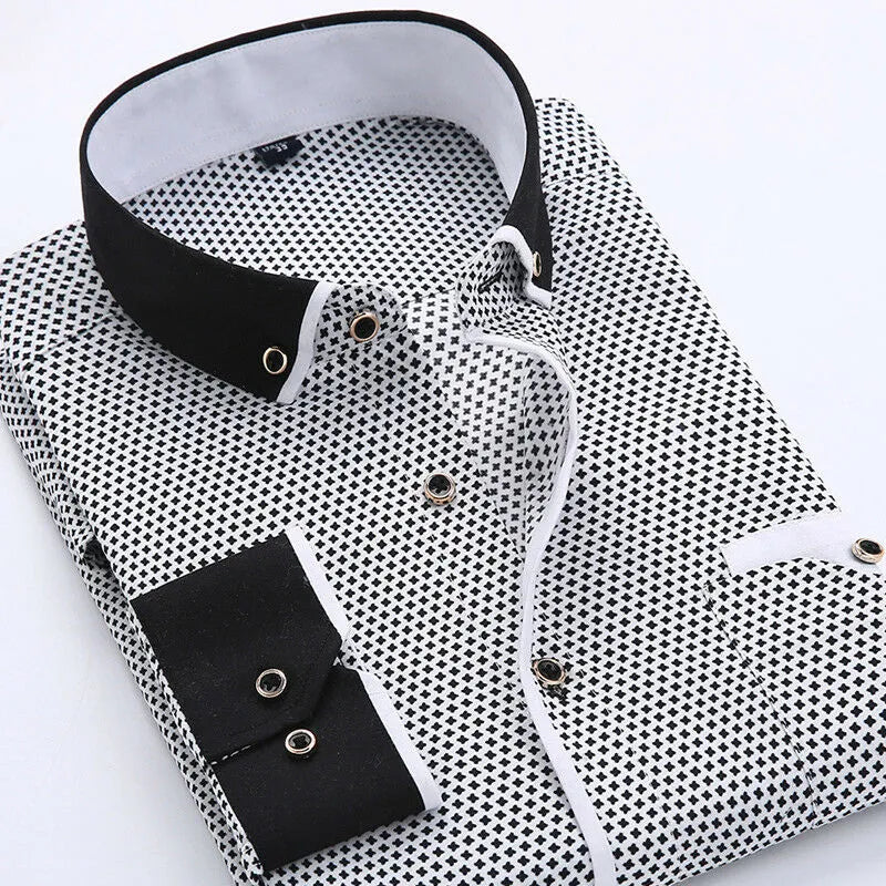 Men Casual Long Sleeved Printed Shirts Slim Fit Male Social Business Dress Shirt Brand Men Clothing Camisas Para Hombre