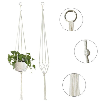 Macrame Handmade Plant Hanger Baskets Flower Pots Holder Balcony Hanging Decoration Knotted Lifting Rope Home Garden Supplies