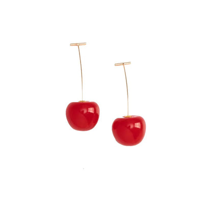 New Cute Simulation Red Cherry earrings Sweet Resin Hot Sale For Women Girl Student Fruit 1Pair Earring Gift