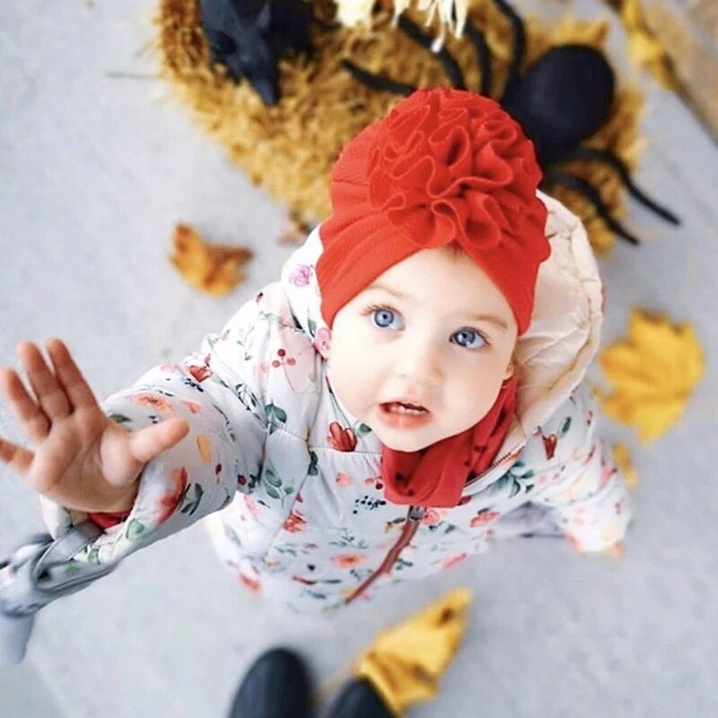 Mignon fleur bébé fille indien chapeau couleur unie nouveau-né infantile casquette bonnets bandeau enfants chapeau Turban Bonnet