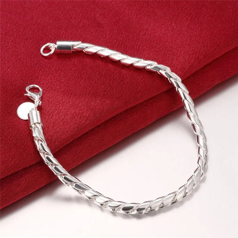 DOTEFFIL 925 Sterling Silver Bracelets 4mm Snake Chain  20cm