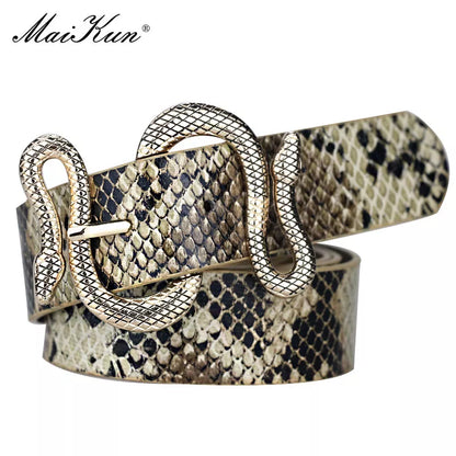 Ceintures pour femmes forme de serpent boucle ardillon ceinture de haute qualité en cuir femmes ceinture PU ceinture