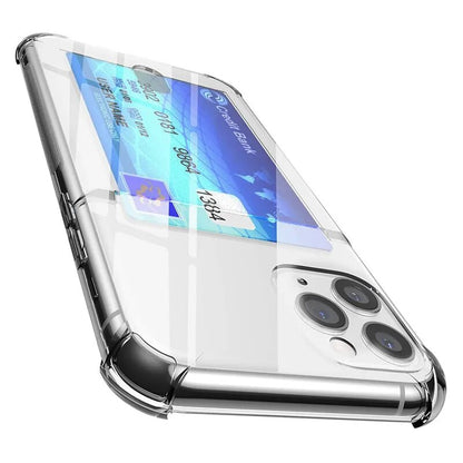 Coque de téléphone transparente antichoc, étui portefeuille en Silicone souple avec porte-cartes pour iPhone 12 Mini 15 14 13 12 11 Pro Max X XS XR Plus