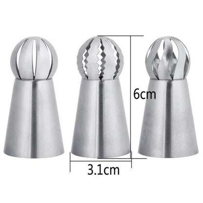 1/3PC Cupcake Stainless Steel Sphere Ball Shape Icing Piping Nozzles Pastry Cream Tips Flower Torch Pastry Tube Decoration Tools