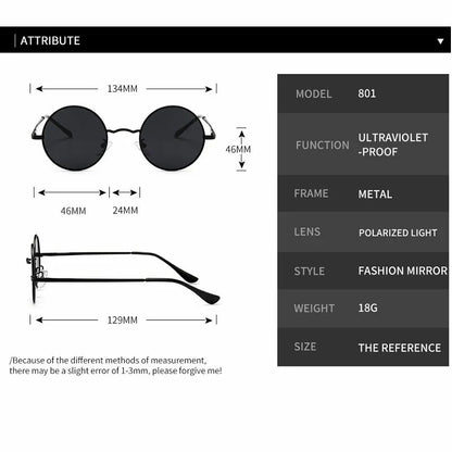 MYT_0279 Brand Designer Round Polarized Sunglasses Men Women Retro Sun Glasses Male Female Metal Frame Eyewear Driving UV400