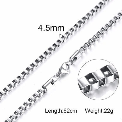 Box Chains Necklaces Delicate Square Links Stainless Steel Chains 2mm 4.5mm Necklace For Men Women 18 To 24 Inch