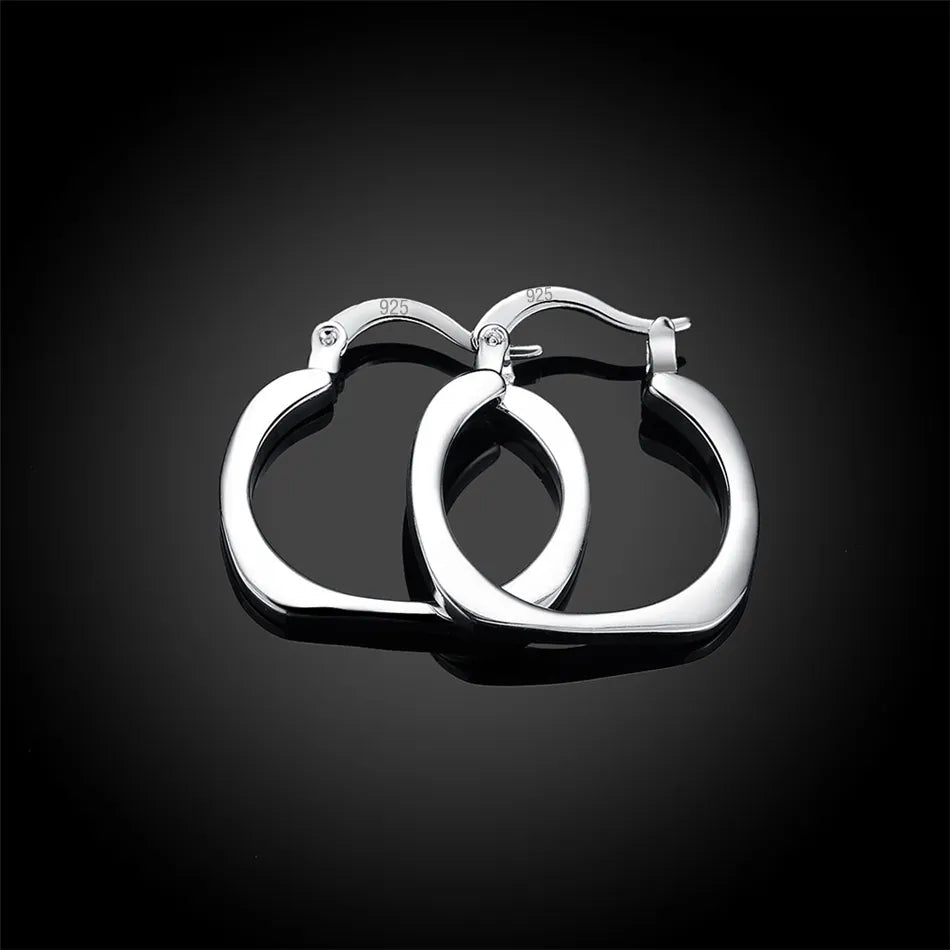 DOTEFFIL 925 Sterling Silver Square Round 20mm Hoop Earrings