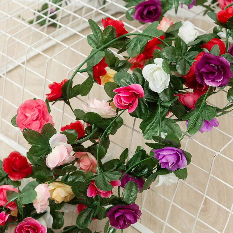 250CM Rose Artificial Flowers  Garland for Wedding Home Room Decoration Spring Autumn Garden Arch DIY Fake Plant Vine