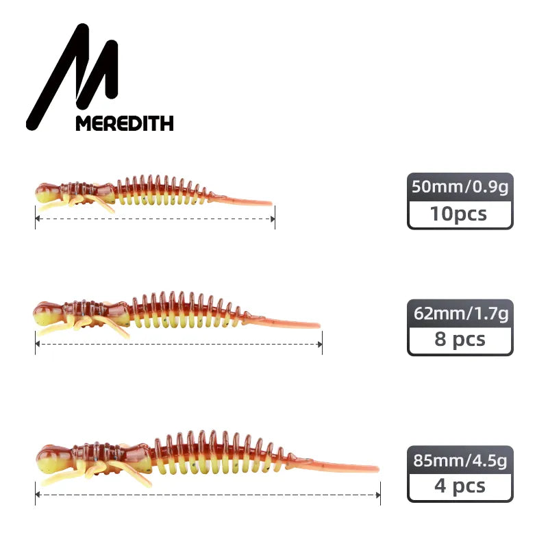 MEREDITH larve leurres souples 50mm 62mm 85mm leurres artificiels ver de pêche Silicone bar brochet vairon Swimbait gabarits appâts en plastique