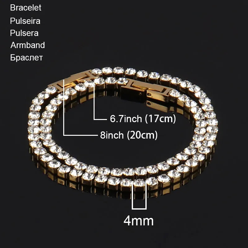 Collier gothique en acier inoxydable, chaîne de Tennis de 4mm, Hip Hop pour hommes, collier ras du cou en cristal et Zircon pour femmes, bijoux