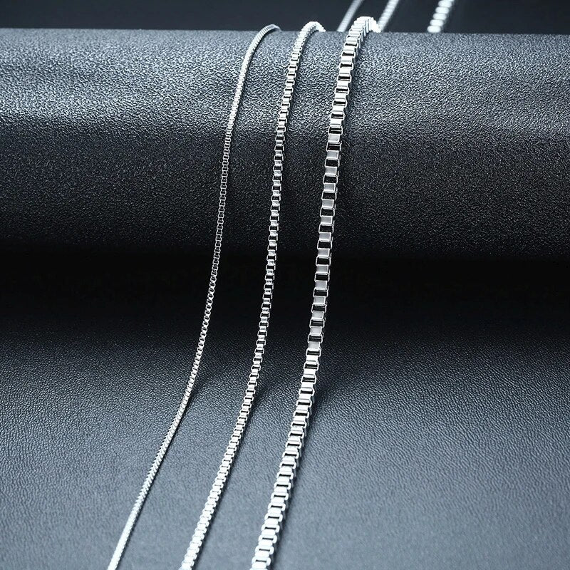 Box Chains Necklaces Delicate Square Links Stainless Steel Chains 2mm 4.5mm Necklace For Men Women 18 To 24 Inch