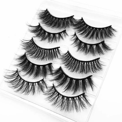 5 par Faux Mink Eyelashes Fluffy