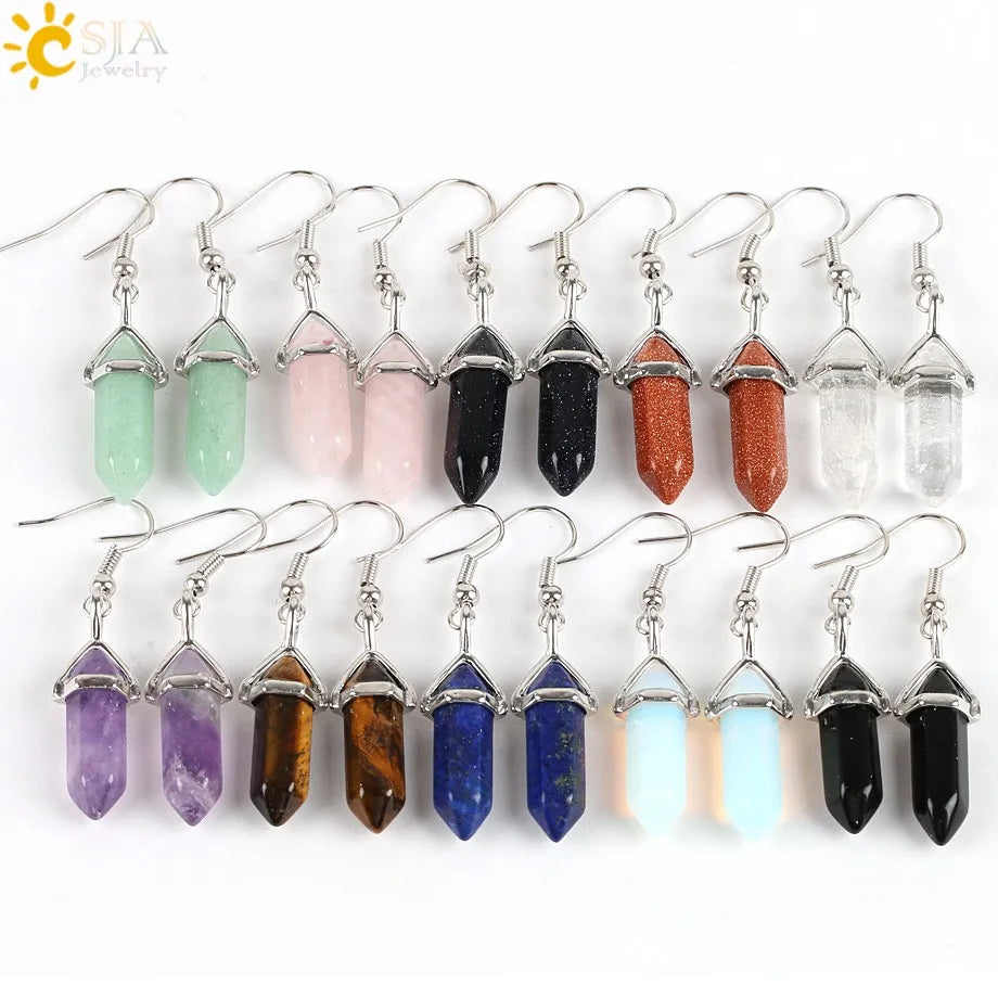 Natural Stone Crystal Earrings  Quartz Earring