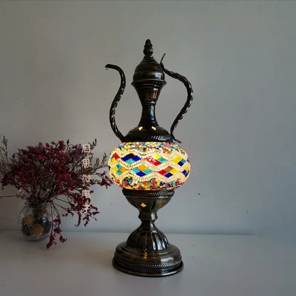 Nyaste medelhavsstil Art Deco turkisk mosaik bordslampa Handgjord mosaik Glas romantisk sänglampa