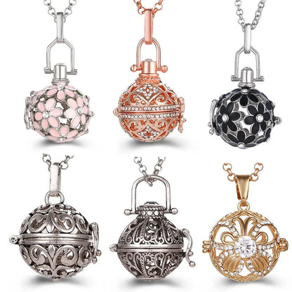 Mexico Chime Music Angel Ball Caller Locket Necklace Vintage Pregnancy Necklace Aromatherapy Essential Oil Diffuser Accessories