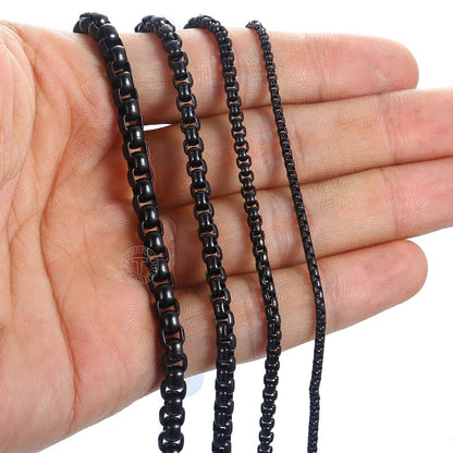 Men's Women's Black Stainless Steel Bracelet Box Chain Bracelets