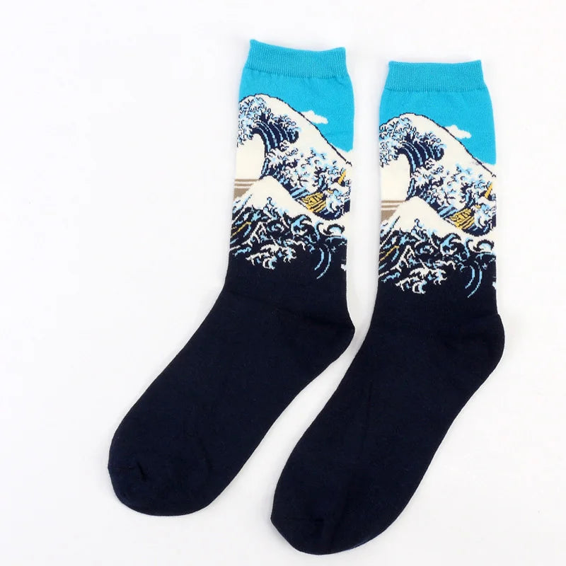 Cotton Socks Men Starry Night Winter Retro Women Personality Art Van Gogh Socks Oil Painting Socks Funny Happy Socks Male socken