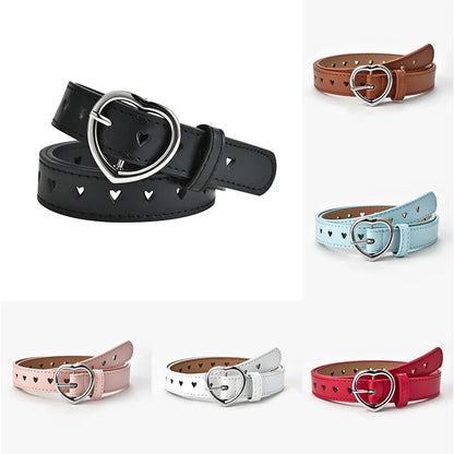 Ceinture en Faux cuir pour enfants, jolie boucle en forme de cœur de pêche, pour filles, amour, œillet en forme de cœur, œillet, ceinture solide