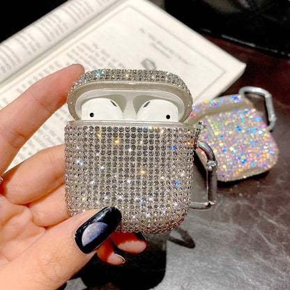 Lyx 3D Söt Bling Diamonds Trådlös Bluetooth-hörlurstillbehör Hårt fodral för Apple Airpods 2 1 Skyddsladdningsväska