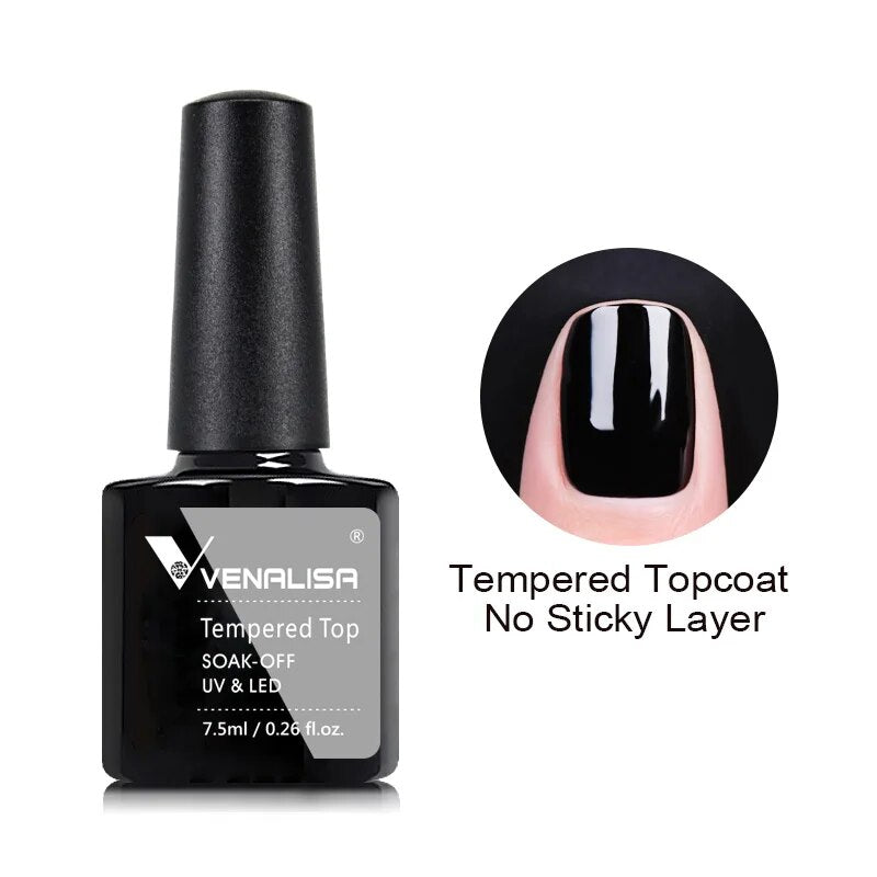 Venalisa Long Wear Top Coat Tempered Top Coat Peel Off Base Coat Color Nail Gel Polish Beautiful Semi Permanent Nail Gel Enamel