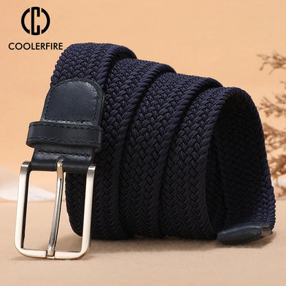 Men Women Casual Knitted Belt Woven Canvas Elastic Expandable Braided Stretch Belts Plain Webbing strap