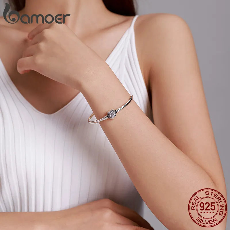 BAMOER 925 Sterling Silver Snake Chain Bangle & Bracelet