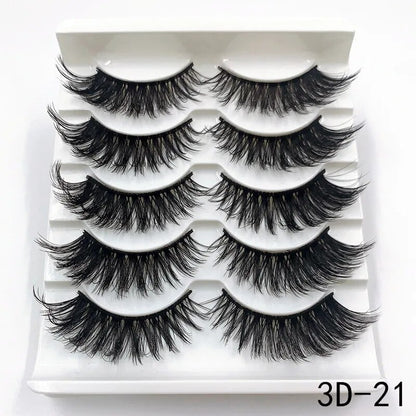 5 par Faux Mink Eyelashes Fluffy