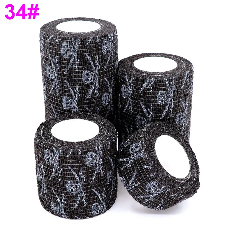 1 Pcs Printed Self Adhesive Elastic Bandage 4.8m Colorful Sports Wrap Tape for Finger Joint Knee