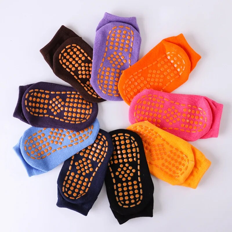 New Baby Children Cotton Anti Skid Floor Socks Trampoline Socks Adult Comfortable Wear Non Slip Sports Yoga Socks Foot Massage