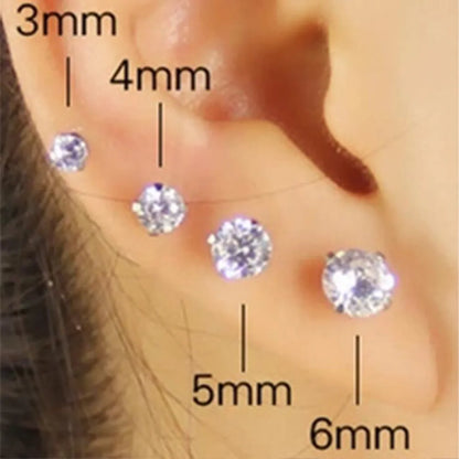 1 pcs Medical Stainless steel Crystal Zircon Ear Studs Earrings For Women/Men 4 Prong Tragus Cartilage Piercing Jewelry