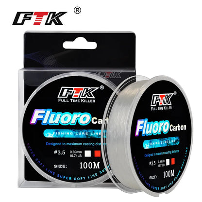 FTK 100m ligne de leurre de pêche en fluorocarbone 4.13-34.32LB ligne de pêche à la mouche Leader en Fiber de carbone ligne Super douce Pesca