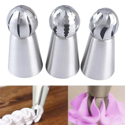 1/3PC Cupcake Stainless Steel Sphere Ball Shape Icing Piping Nozzles Pastry Cream Tips Flower Torch Pastry Tube Decoration Tools