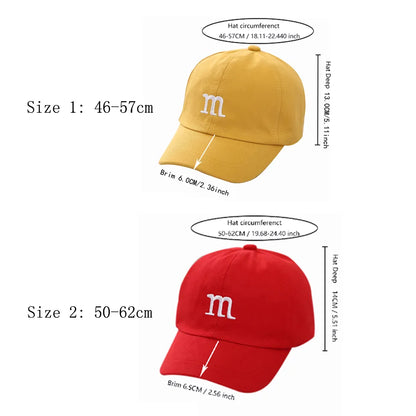 Children's Kid Baseball Cap for Girls Boy Hats Sunscreen Baby Hat Hip Hop M Letter Embroidered Kids Caps 1-6-8-12-15 Years