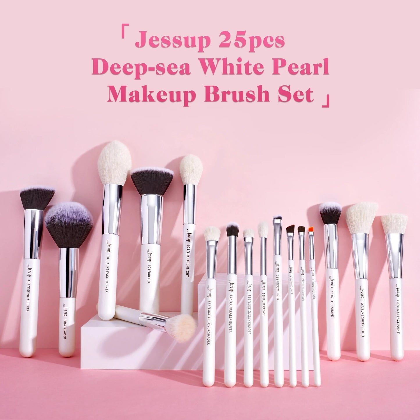 Jessup Makeup borstar set Pearl White/Silver Beauty Foundation Powder Eyeshadow Make up Brushes Hög kvalitet 6st-25st